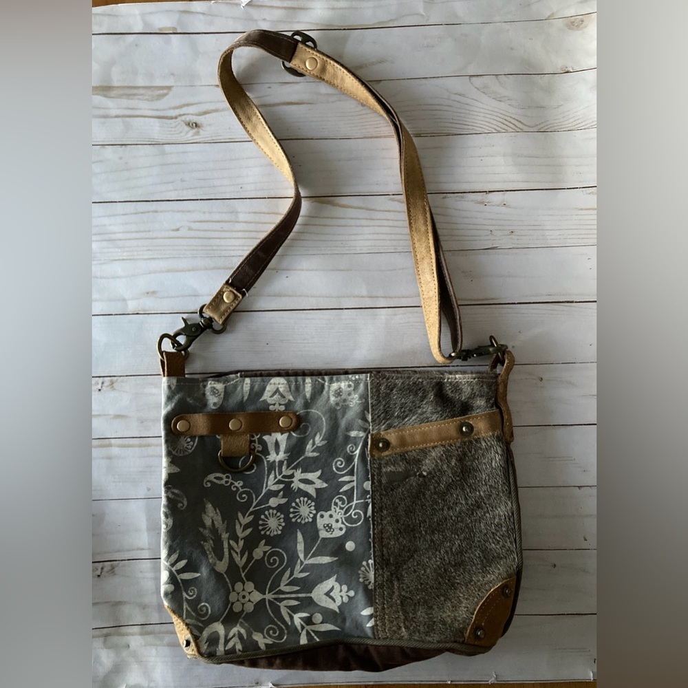 Myra Bag NATIVE Cowhide Bag Aztec Western Canvas Crossbody Bag